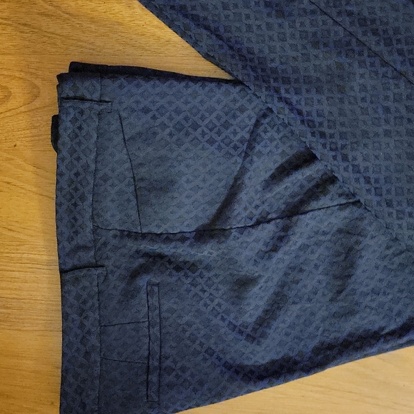 Mario Serrani black blue diamond pattern stretch dress pants tapered leg…14 EUC - Picture 2 of 5